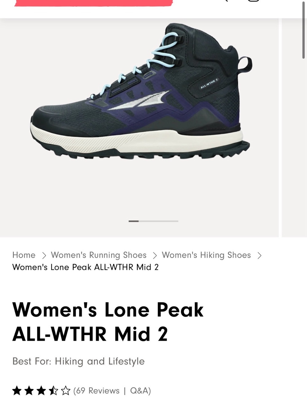 Altra lone peak all-wthr mid 2 women’s 6.5 hiking boots